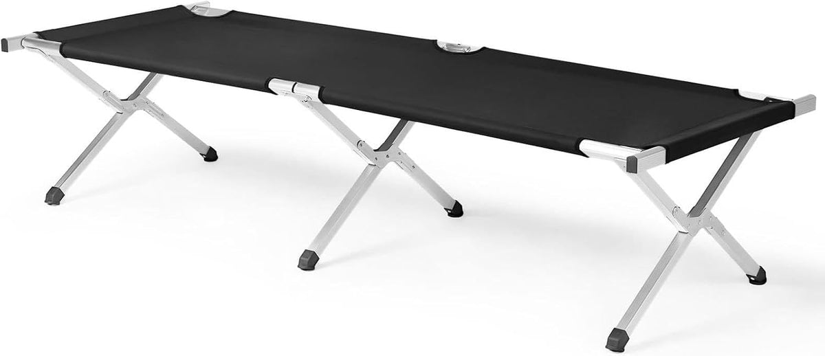 ComMax Portable Folding Camping Cot for Adults,Camp Bed,Lightweight Camping Bed with Carry Bag, Perfect for Hiking, Camping Trips & Indoor Use (Black)