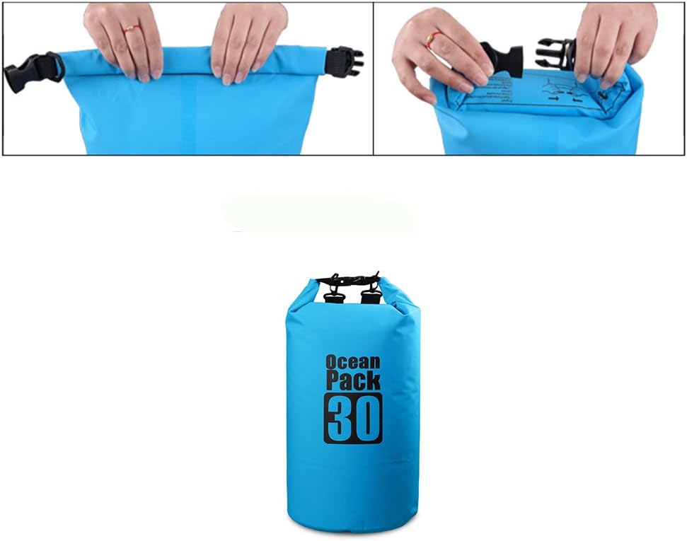 Dry Sack/Waterproof Bag for Boating, Kayaking, Hiking, Snowboarding, Camping, Rafting, Fishing and Backpacking (Blue, 30L)