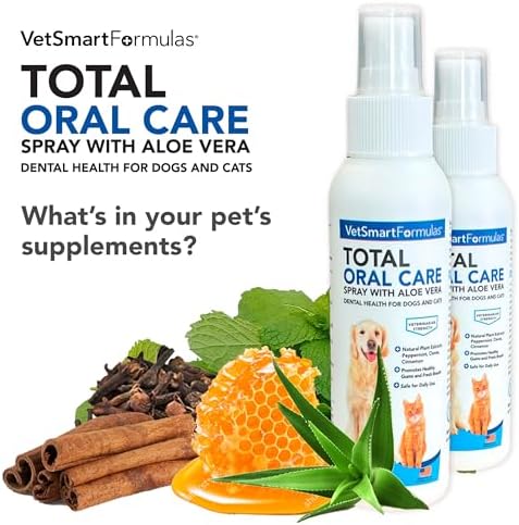 Dog Breath Freshener: Eliminate Bad Breath and Prevent Oral Disease in Dogs and Cats - Teeth Cleaning Spray with Aloe Vera - Plaque and Tartar Remover, Oral Hygiene for Pets (Pack of 1)
