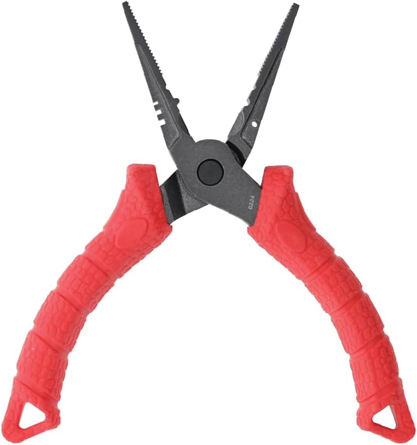 Bubba 7.5" Forged Fishing Pliers with Crimping Cutouts, Lure Tuning Slots, Hook Pulling Holes, and Corrosion-Resistant Coated Steel, For Fishing