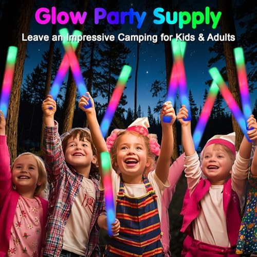 wellent 112 PCS Foam Glow Sticks, Foam Light Up Sticks Party Supplies with 3 Mode Colorful Flashing, Glow Sticks Bulk Party Pack, Led Foam Sticks for Birthday, Wedding, New Year, Carnival, Concert