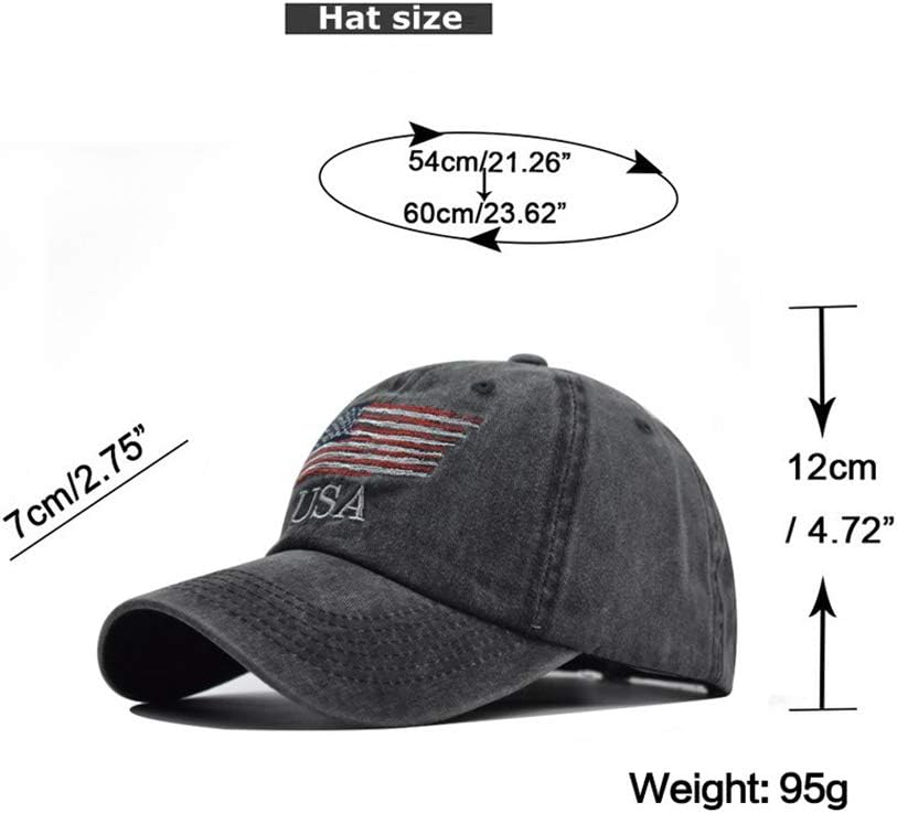 Washed American Flag Baseball Cap Adjustable Sun Dad Gift Hats for Unisex