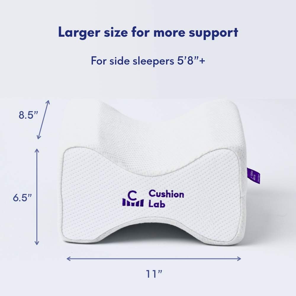 C CUSHION LAB Extra Support Orthopedic Knee Pillow for Side Sleepers - Healthy Alignment Leg Pillow for Sleeping - Hip, Pregnancy, Sciatica, & Back Pain Relief - Memory Foam Contour Wedge - Large Size