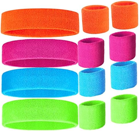 80s Sweatband, Sports Headband and Wristbands, Sweat Bands Neon Colors, 80s Party, Sweatbands for Women, Colorful Sweatband Set