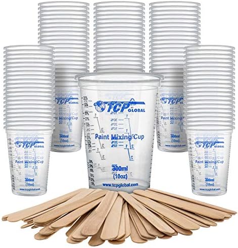 TCP Global 10 oz. (300ml) Graduated Plastic Mixing Cups - Box of 100