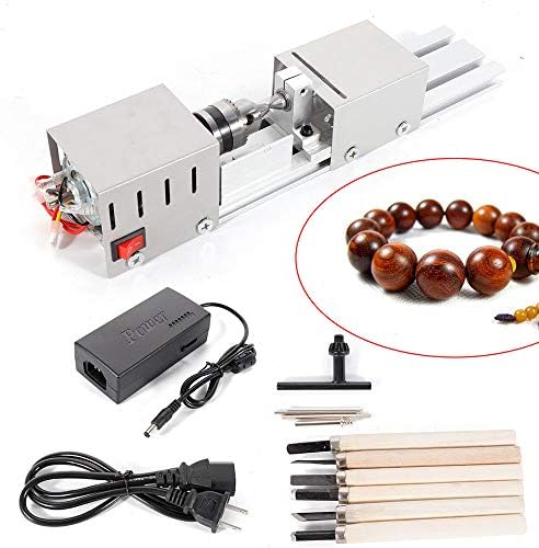 Mini Lathe Wood Lathe Machine Diy Machining for Table Woodworking Wood DIY Tool Lathe Grinding Wood , 2.76 x 6.3inch, 12-24V 96W，7 Speeds