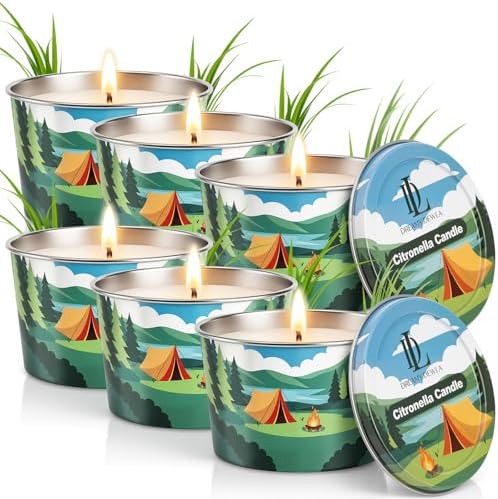 DL DREAMY DEWLA Citronella Candles Outdoor, Soy Wax 2.2 oz 6 Pack