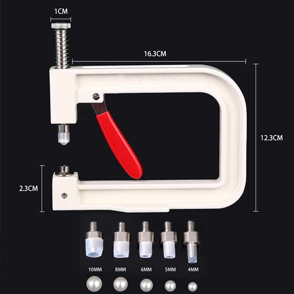Manual Nailed Bead Machine Pearl Beads Rivet Setter DIY Handmade Pearl Setting Machine Tools Beading Attach Tool Portable (White)