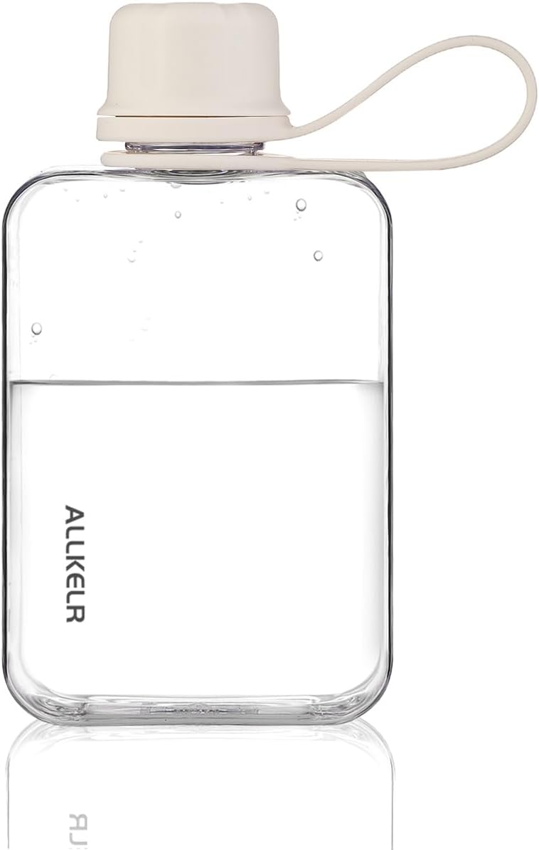 Portable Flat Water Bottle, 13.5 oz, Gray