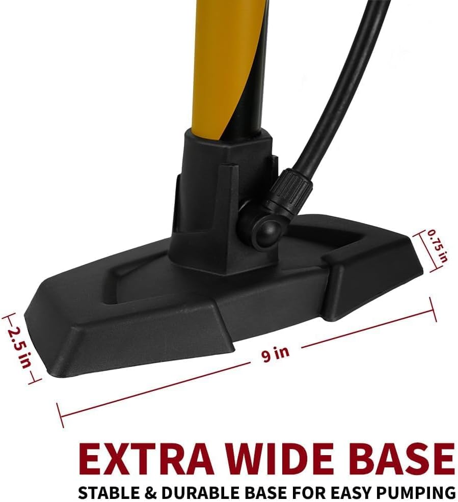BV Bicycle Pump Durable Bike Floor Pump 17/24 inch Smart Valve Head, 160 psi, Automatically Reversible Presta and Schrader