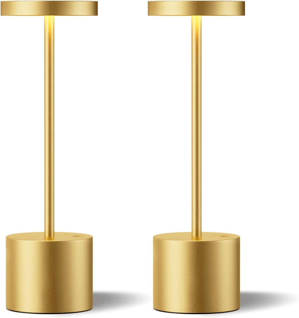 Cordless Rechargeable Table Lamp, 4000mAh Battery Operated, Light Gold, 2