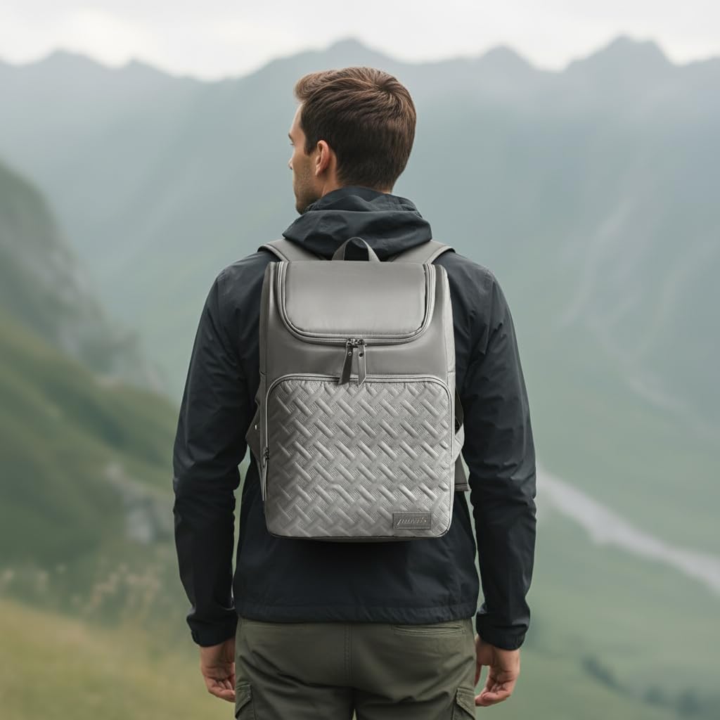 Cooler Backpack Insulated Leak Proof 33 Cans, Waterproof Hiking Backpack Cooler Soft Cooler Bag Lunch Backpack for Picnic Camping Beach, Gray