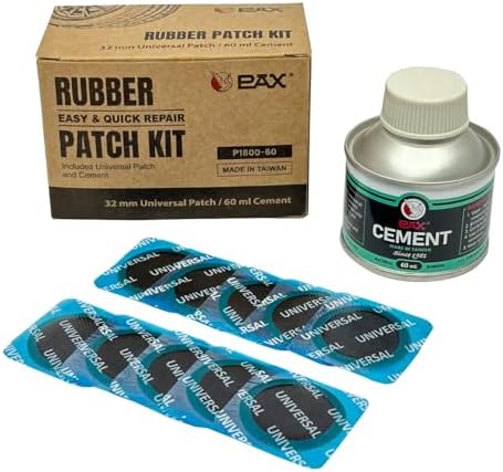PAX 30 Pcs 32mm Round Universal Tire Patch Kit for Inner Tubes, with 60ml Green Rubber Cement, Tube Patch Kit for Bike, Motorcycle & Inflatable Tires (Not Plug, Not Sealant)