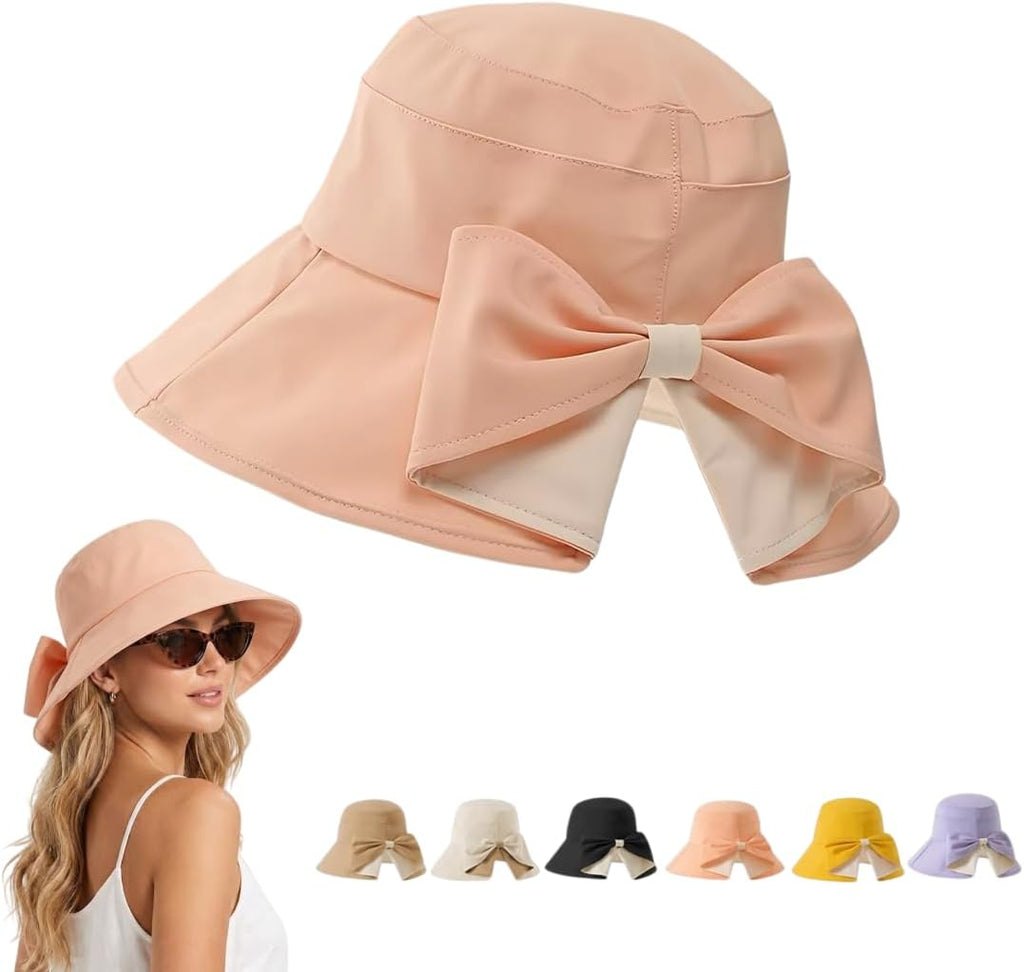 Women's Bowknot Wide Brim Sun Hat – Foldable, 360° Protection UV Protection Breathable Summer Travel Beach Hat