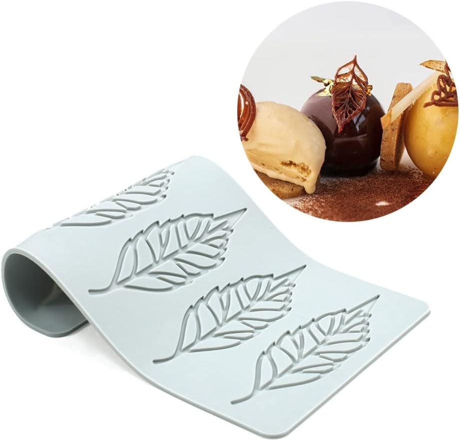 TUKE Hollow Leaf Silicone Molds Lover Heart Chocolate Molds Geometry 3D Silicone Mould Chocolate Candy Leaf Mold Sugar Craft Cake Decoration Cupcake Top (U_Leaf_8.88*5.08*0.12inch), (BH0974)