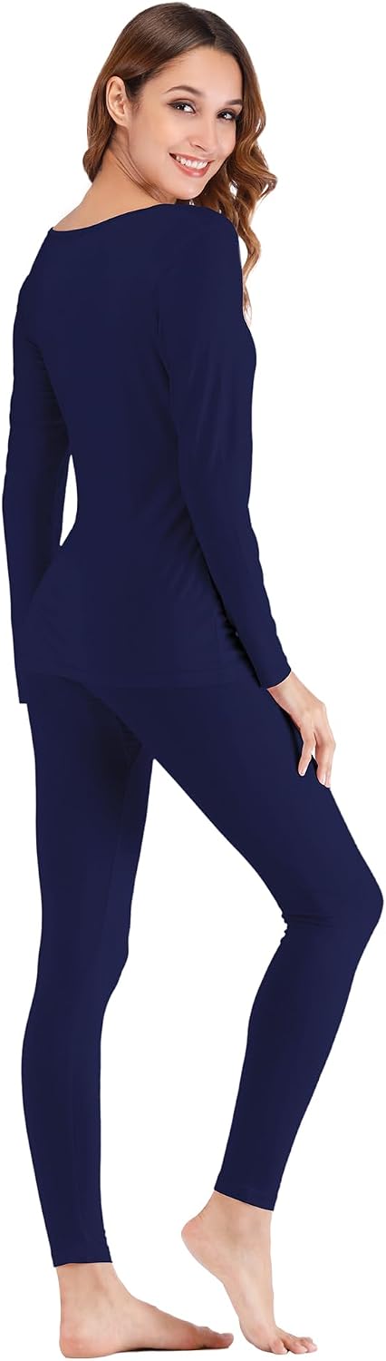 WiWi Soft Underwear for Women Thermal Long Johns Sets Super Warm Base Layer Top Pants Pajamas Set Viscose from Bamboo S-3X