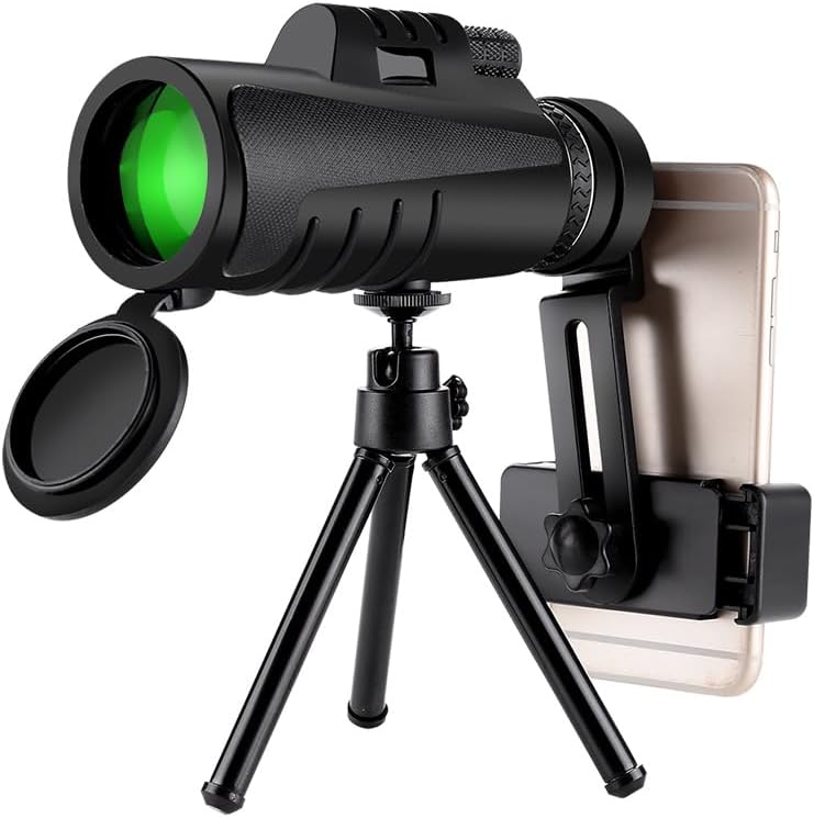 8x42 Monocular Telescope for Adults, Compact HD Monocular with Steady Handheld View, BAK4 Prism FMC Lens, One-Hand Focus Scope with Phone Adapter and Tripod for Bird Watching Hiking Concerts Sports