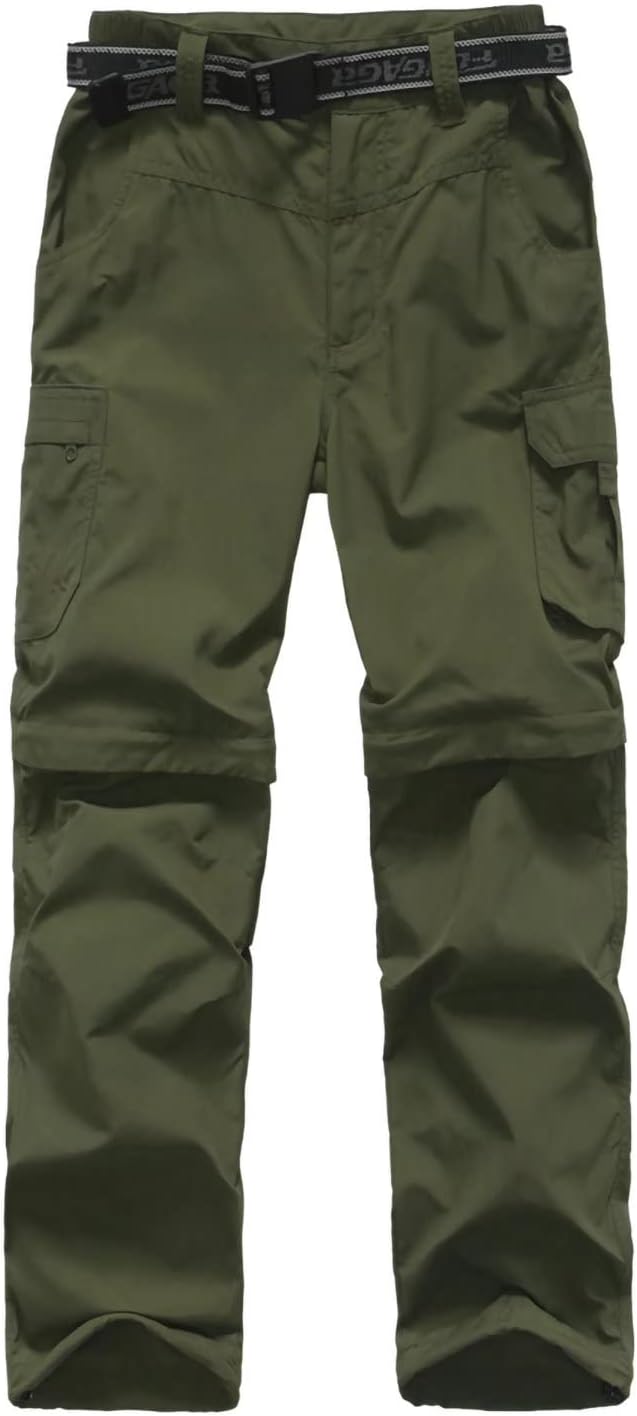 JOMLUN Boy’s Scout Pants Convertible Hiking Quick Dry Zip Off Pants Outdoor Climbing Casual Trouser Kids Youth Cargo Pants