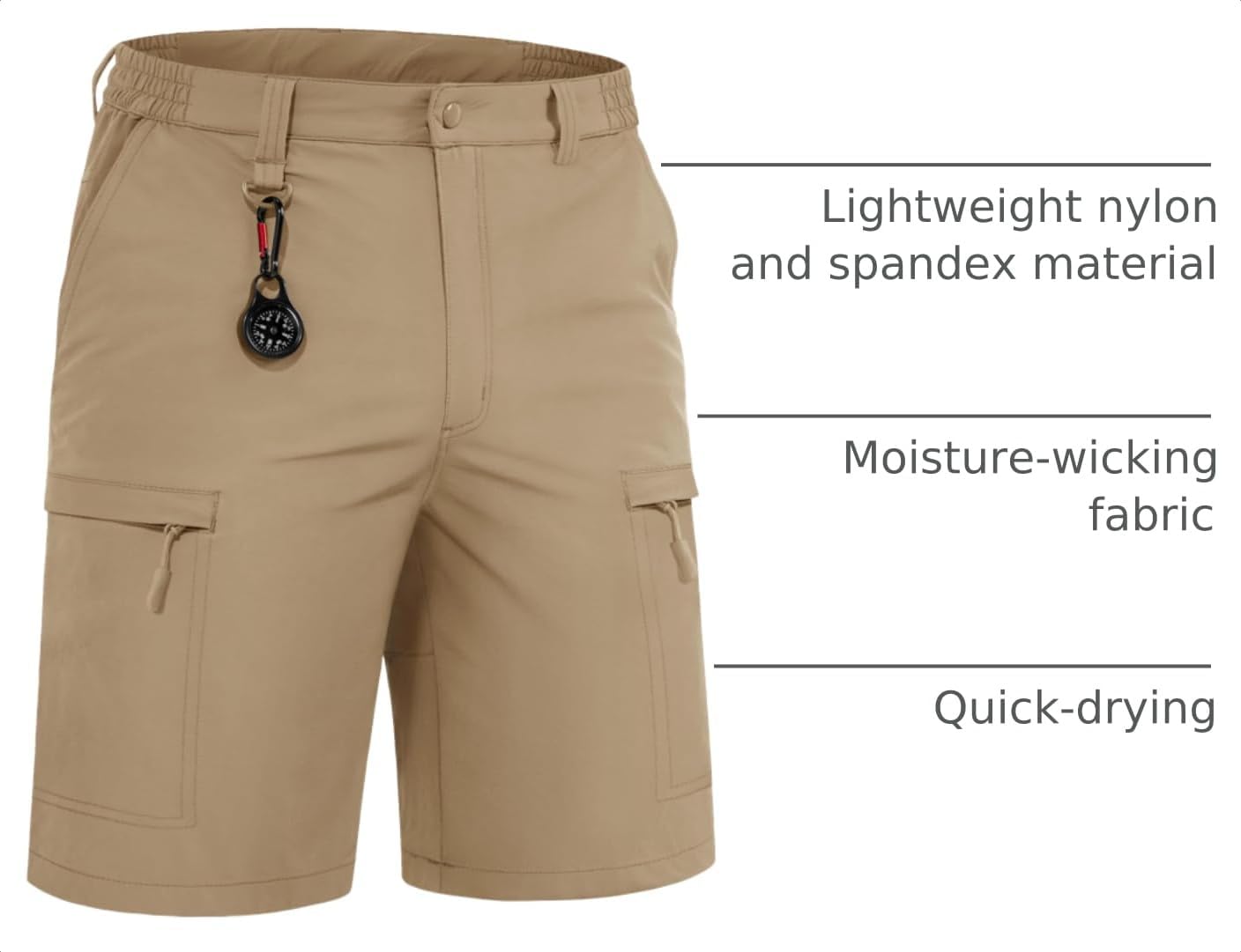 TACVASEN Men's Hiking Cargo Shorts 10 inch Quick Dry Lightweight Waterproof