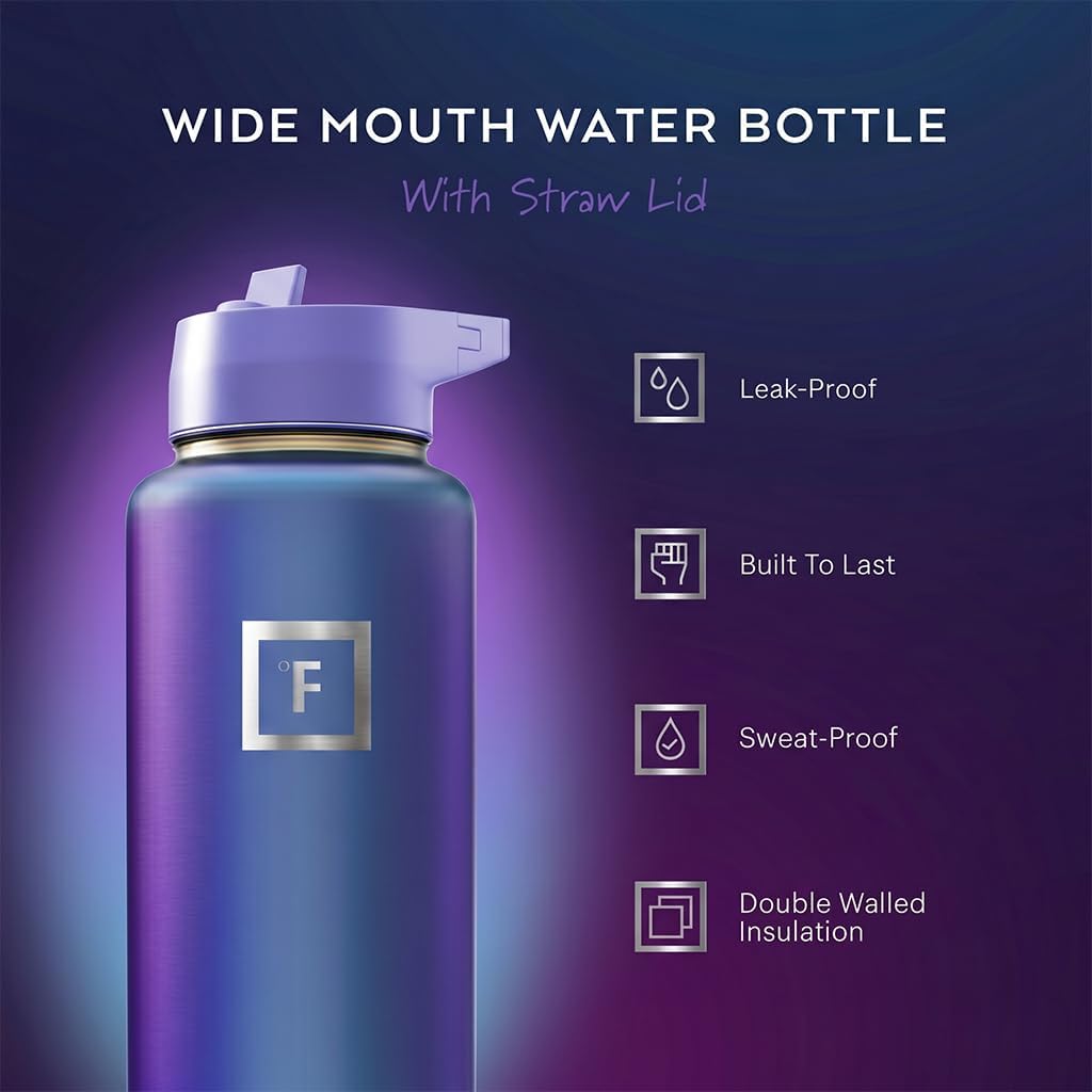 IRON °FLASK 40 oz Wide Mouth Water Bottle with Straw