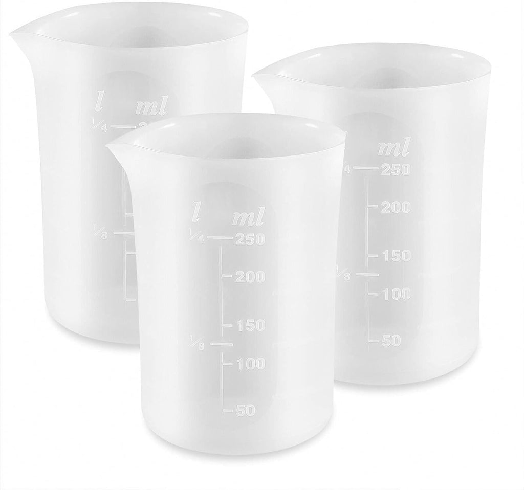 Coopay 250 ml Silicone Measuring Cups for Resin Non-Stick Mixing Cups Glue Tools, Precise Scale for for Resin DIY Craft Jewelry Making, 6 PCS