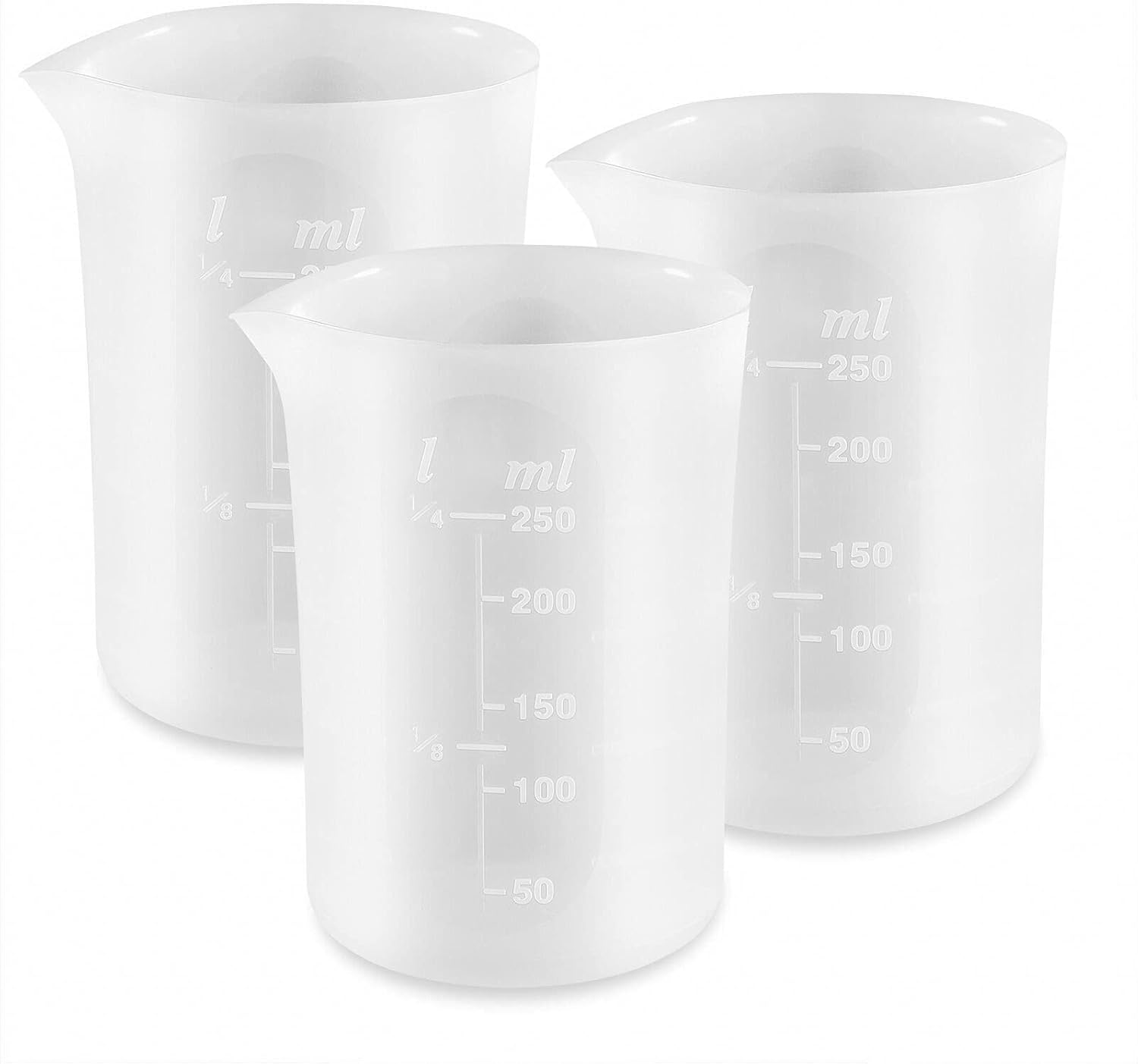 Coopay 250 ml Silicone Measuring Cups for Resin Non-Stick Mixing Cups Glue Tools, Precise Scale for for Resin DIY Craft Jewelry Making, 6 PCS