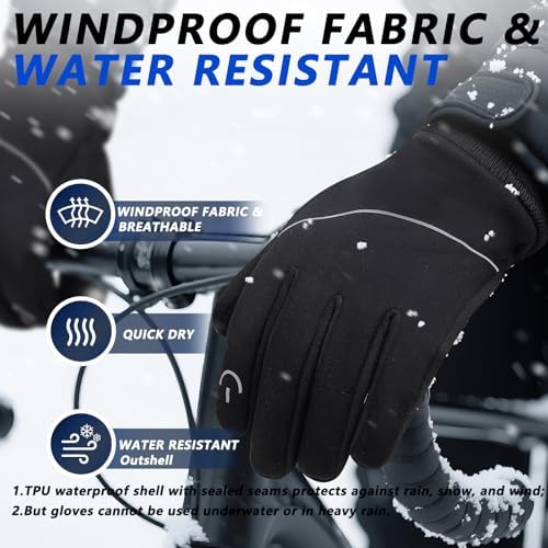 MOREOK Winter Gloves Ski Snow Bike Cycling Gloves Fleece Lining Anti-Slip