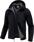 Garemcy Men's Insulated Softshell Jacket Water Resistant Lightweight Fleece Lined Windbreaker with Hood