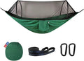 Camping Hammock with Mosquito Net - Double & Single Portable Hammocks with 2 Tree Straps, Lightweight Hammock Tent for Outdoor Camping, Hiking, Backpacking, Beach & Backyard (Dark Green)