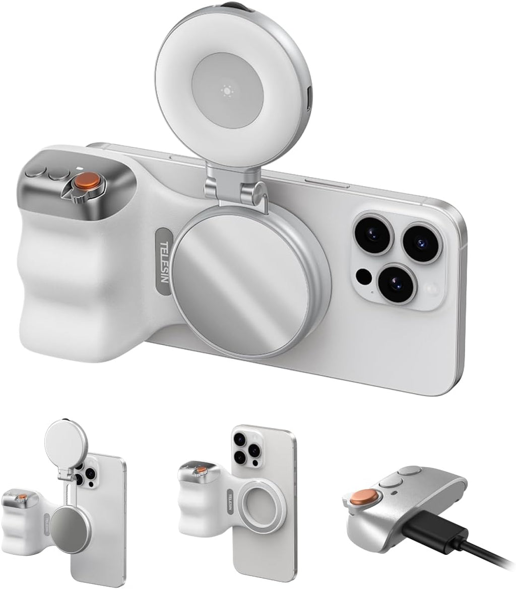 TELESIN Fun Shot Magnetic Phone Camera Grip with Magnetic Selfie Light Kit