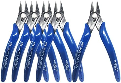Flush Wire Cutter, 5PACK Blue Diagonal Cutting Pliers Side Cutter Nippers Micro Wire Cutter Wire Clippers Wire Snips (5inch size)