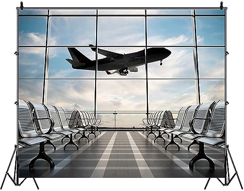 Airport Terminal Backdrop Airplane Airport Departure Lounge Photography Background 7x5ft Travel Party Banner Birthday Decortain Photo Shoot Props