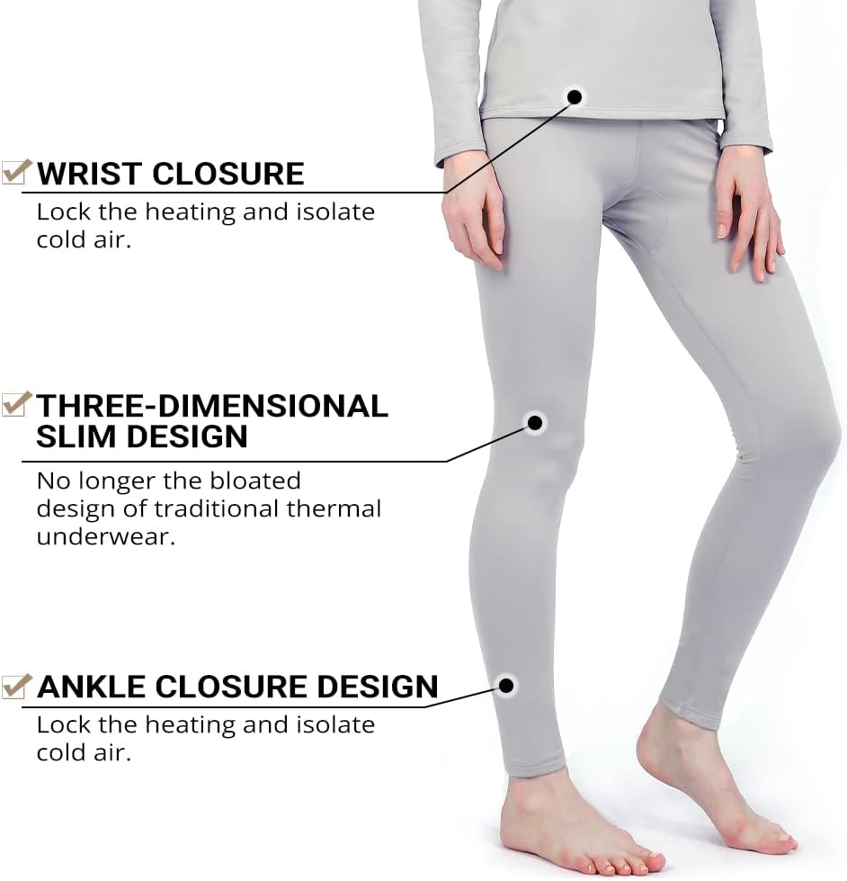 Women's Thermal Underwear Base Layer with Fleece Lined Winter Cold Weather