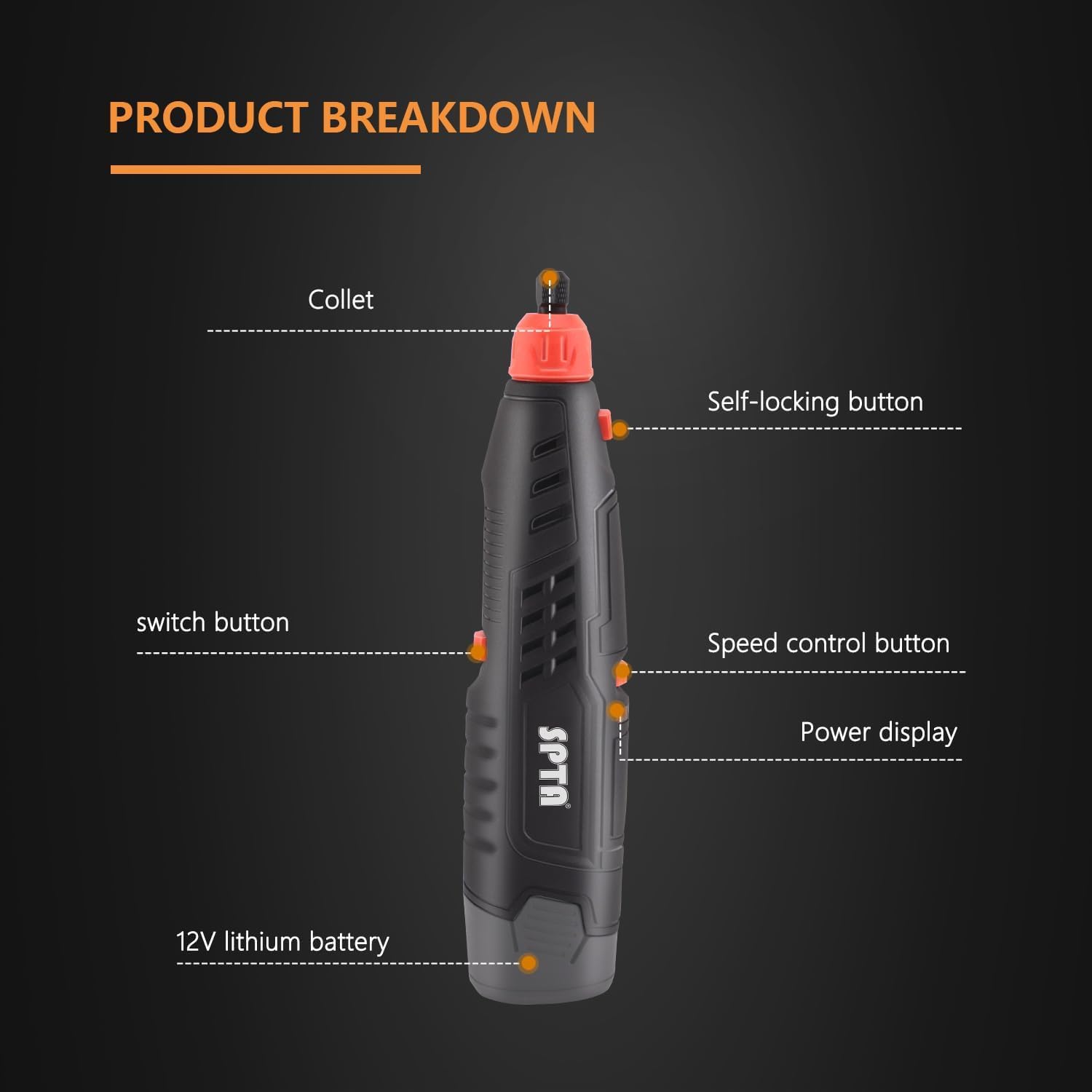 Cordless Rotary Tool, SPTA Powerful Mini Detail Polisher Kit, 36Pcs 12V Li-ion Battery 5,000-25,000 RPM Micro Auto Detailing Car Polisher Polishing Foam Pad Set for Buffing Polishing Sanding Cleaning