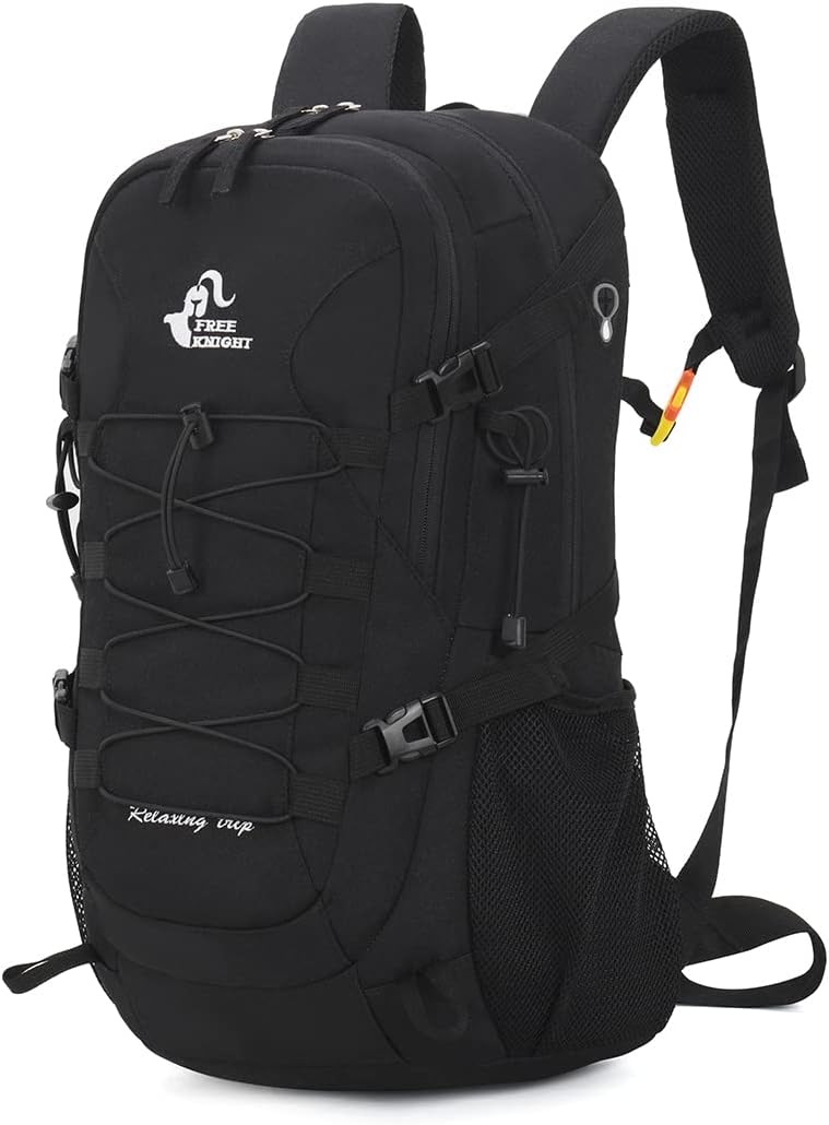 Bseash 40L Waterproof Hiking Backpack with Rain Cover, Outdoor Sport Travel Bag Daypack for Camping Climbing Skiing Cycling (Black)
