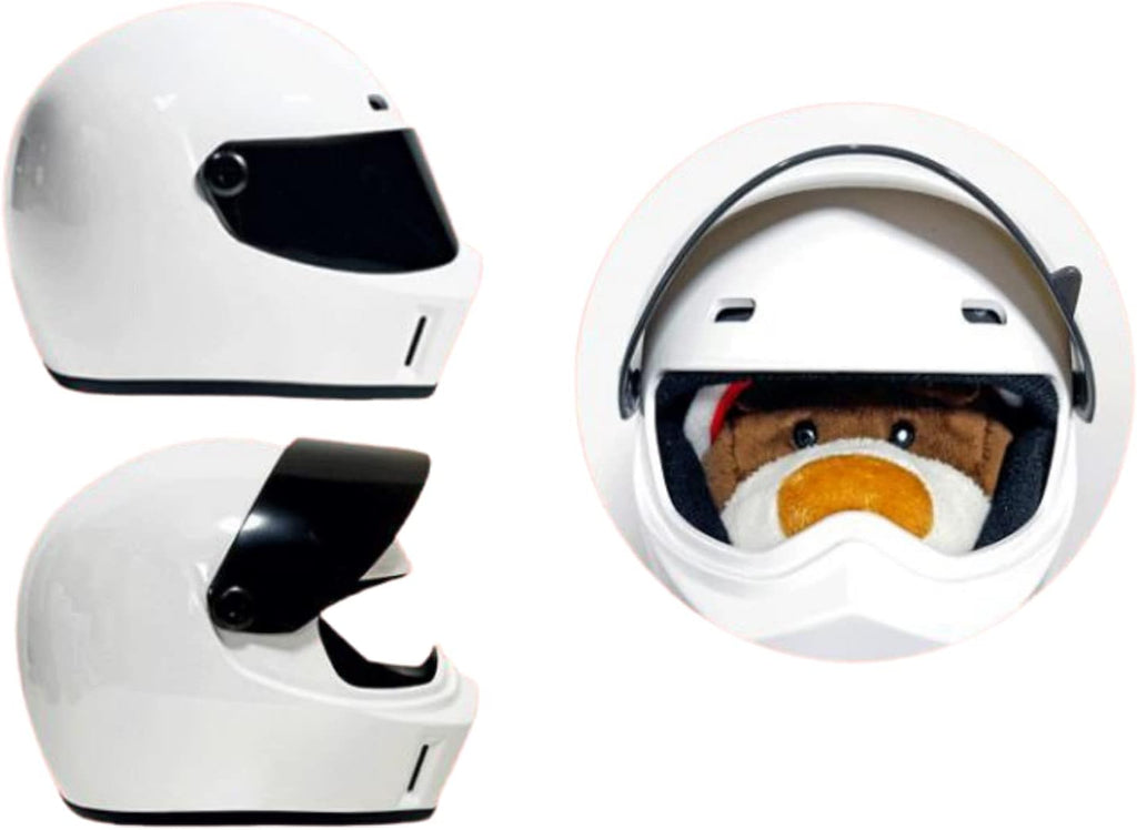 Pet Motorcycle Helmet, Full Face Motorcycle Helmet Outdoor Motorcycle Bike Riding Helmet Hat for Cat Dog Doggie Puppy Kitten Helmet Pet Supplies Racing Car Fan Collectible Small Gift (White)
