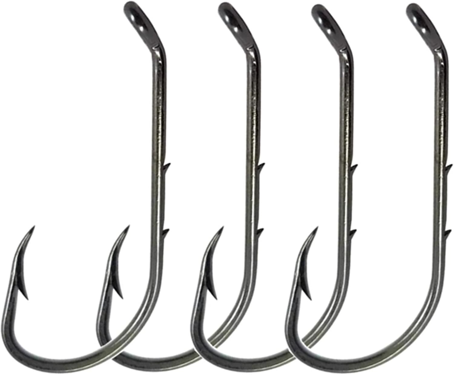 Baitholder Offset Fishing Hooks 100pcs Barbed Shank Down Eye Hooks