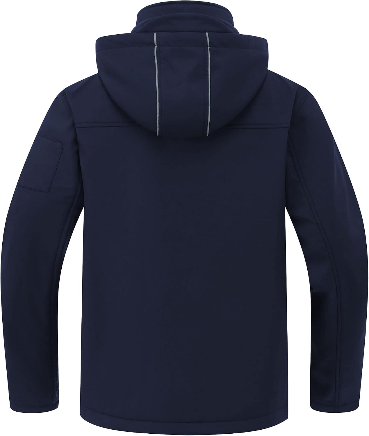 CREATMO US Men's Softshell Military Jacket With Removable Hood, Fleece Lined and Water Repellent Outdoor Reflective Coat