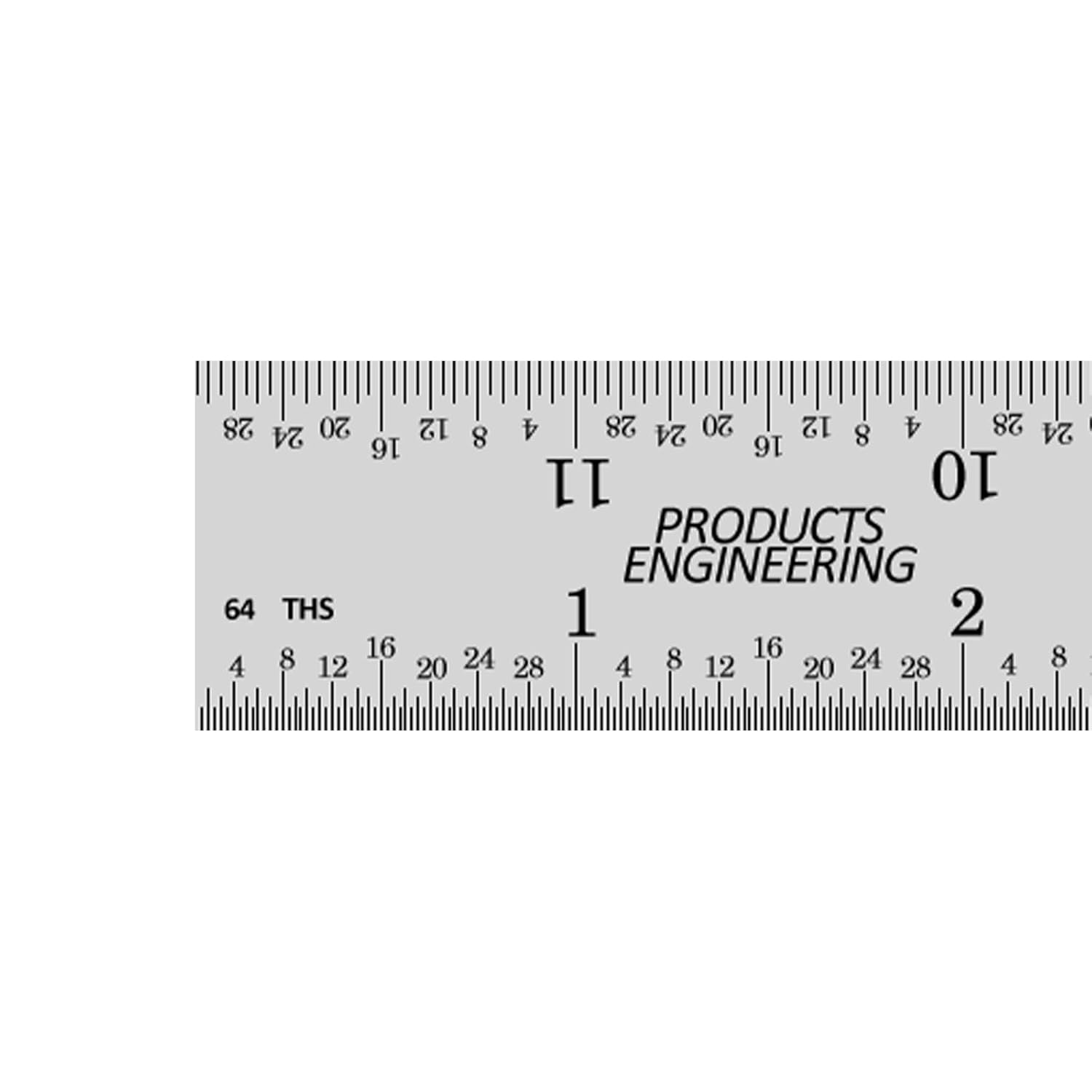 PEC Tools 12" Metal Ruler, Rigid, 4R Graduation, High Precision, Pack of 3
