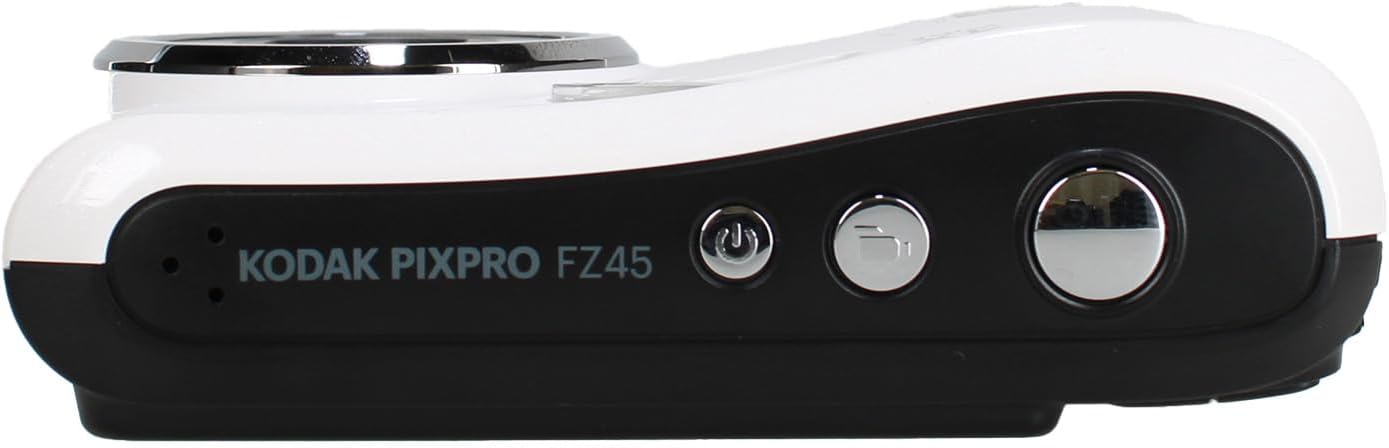 Kodak PIXPRO FZ45 4X Zoom Camera (White) (FZ45WH) + Cleaning Cloth Bundle