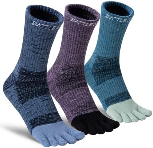Merino Wool Toe Socks,Hiking Running Crew Socks for Women Men