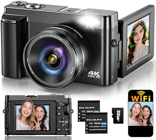 4K Digital Camera for Photography Autofocus, Upgraded 64MP WiFi Vlog Camera