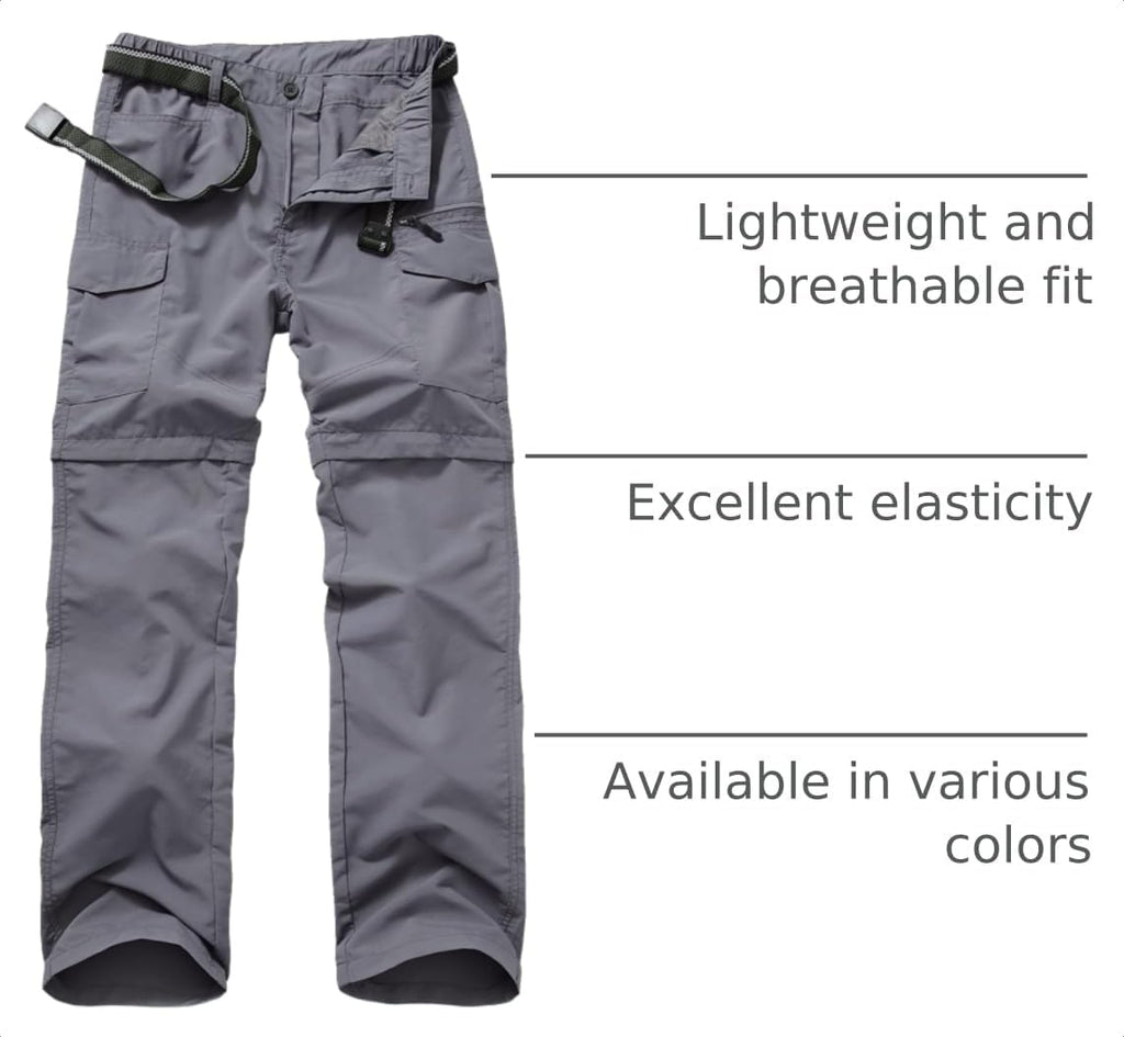 mixtiq Mens Hiking Convertible Pants Water-Resistant Quick Dry Pants