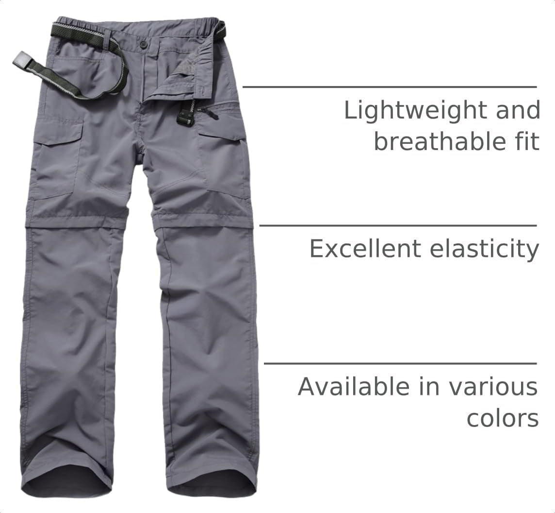 mixtiq Mens Hiking Convertible Pants Water-Resistant Quick Dry Pants