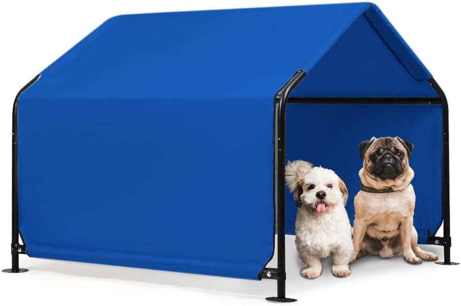 Outdoor Pet Shade Dog Shade Shelter, Versatile Pet Canopy Tent Pet Awning for Dogs, Cats, Small Animals and Livestock, 4'x4'x3' Waterproof, Sun Protection, Blue