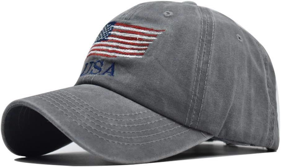 Washed American Flag Baseball Cap Adjustable Sun Dad Gift Hats for Unisex