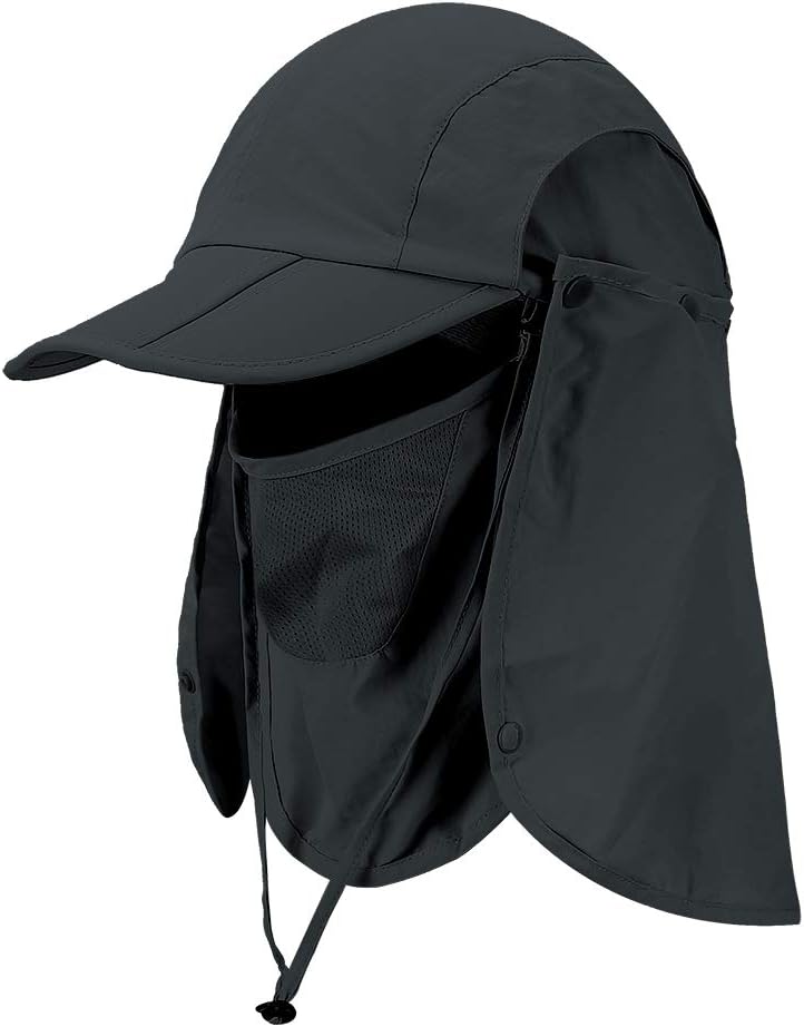 CRISTGEE Foldable Sun Cap, Fishing Hats, UPF 50+ Protection Caps with Face Mask Neck Flap