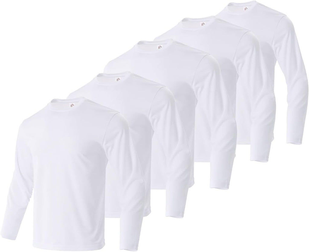 Facitisu Men Long Sleeve T Shirts Pack Quick Dry Athletic Running Activewear Workout Performance Tee Shirts