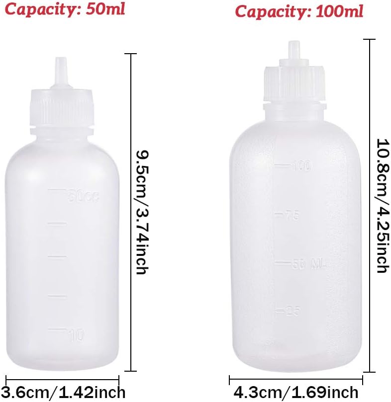 BENECREAT 8 Packs 1.7/3.4oz Multi-purpose DIY Precision Tip Applicator Bottles Set, Fine Needle Tip Glue Applicator Squeeze Bottles for DIY Quilling, Acrylic Paint Artwork Hobbies, Oil Bottle