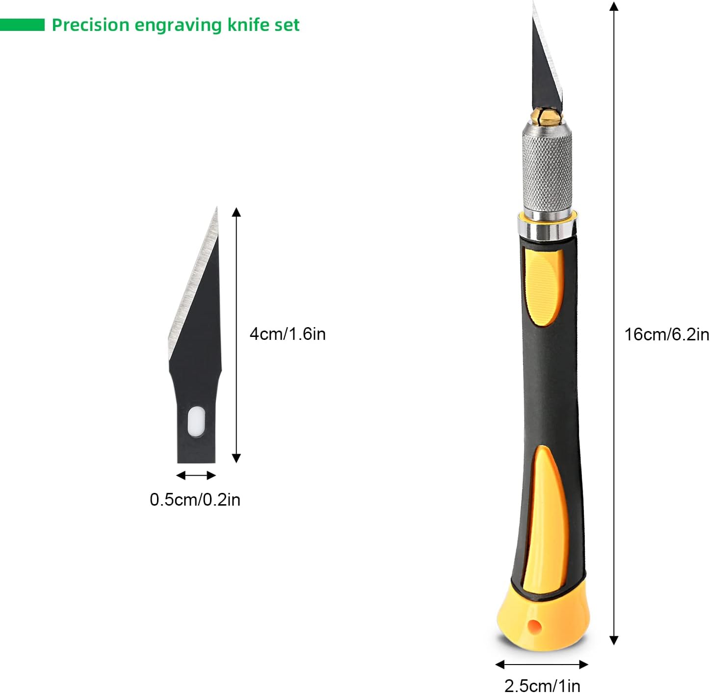 FOSHIO 2 Pack Precision Craft Knife Set with 20 Pieces Replacement Blades, Ergonomic Non-Slip Handle Hobby Knife with Protective Cover for Art, Craft Scrapbooking, Stencil (Yellow)